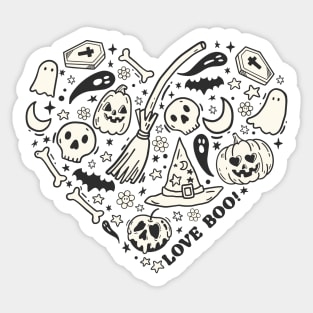 Halloween Heart Love Boo black Sticker